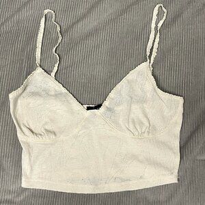 Cream Cropped Tank Top, Forever 21, Size XS